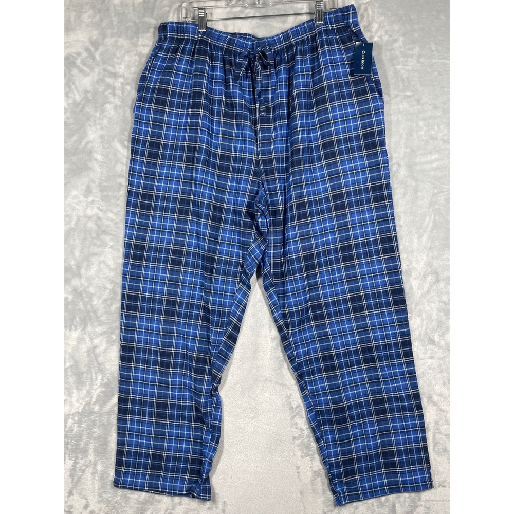 Club Room Mens Navy Blue Plaid Flannel Pajama Pants XXL 100172567MN New